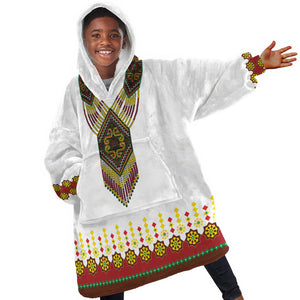 Ethiopian Enkutatash Personalized Kid Wearable Blanket Hoodie Traditional Habesha Glass D'va Necklace Inspired