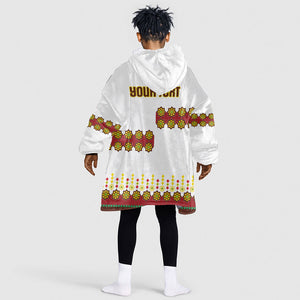 Ethiopian Enkutatash Personalized Kid Wearable Blanket Hoodie Traditional Habesha Glass D'va Necklace Inspired