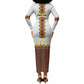 Ethiopian Enkutatash Personalized Long Sleeve Bodycon Dress Traditional Habesha Glass D'va Necklace Inspired