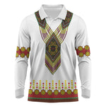 Ethiopian Enkutatash Personalized Long Sleeve Polo Shirt Traditional Habesha Glass D'va Necklace Inspired