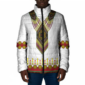 Ethiopian Enkutatash Personalized Padded Jacket Traditional Habesha Glass D'va Necklace Inspired