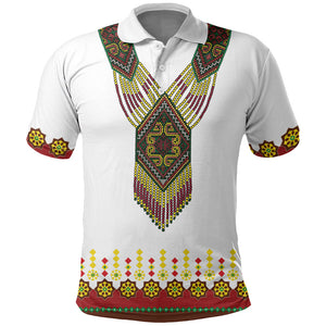 Ethiopian Enkutatash Personalized Polo Shirt Traditional Habesha Glass D'va Necklace Inspired