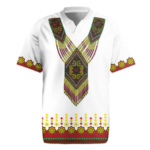 Ethiopian Enkutatash Personalized Rugby Jersey Traditional Habesha Glass D'va Necklace Inspired