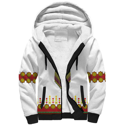 Ethiopian Enkutatash Personalized Sherpa Hoodie Traditional Habesha Glass D'va Necklace Inspired