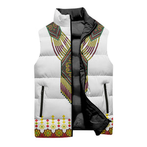 Ethiopian Enkutatash Personalized Sleeveless Puffer Jacket Traditional Habesha Glass D'va Necklace Inspired