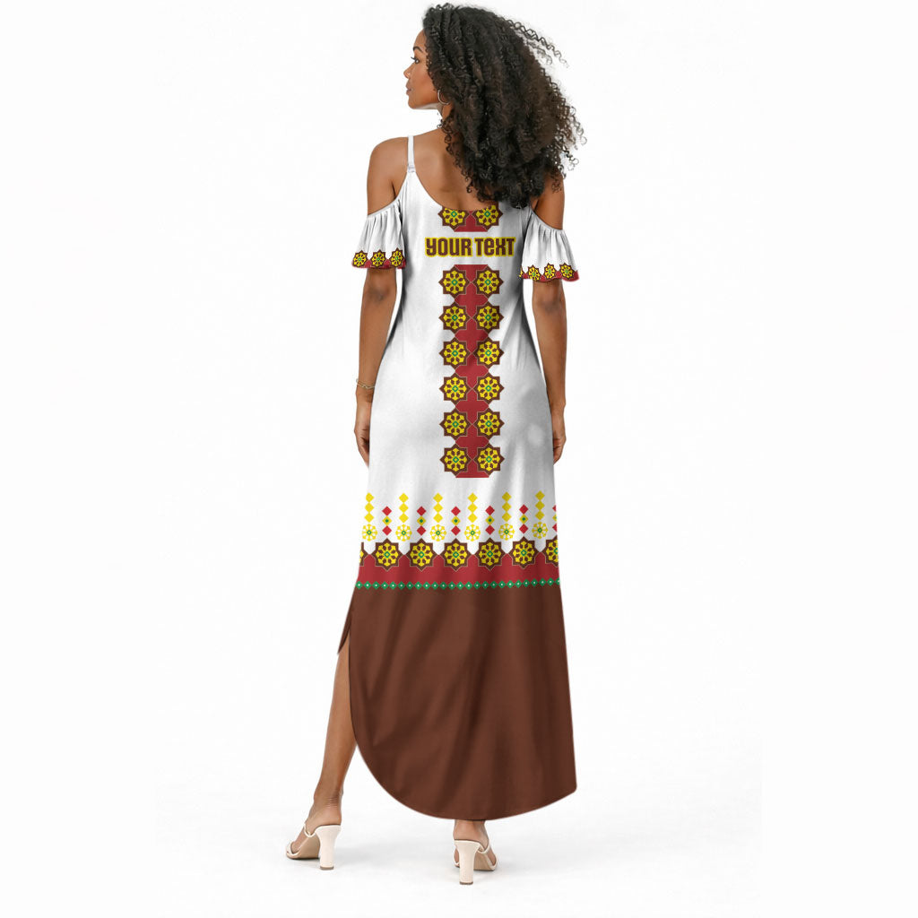 Ethiopian Enkutatash Personalized Summer Maxi Dress Traditional Habesha Glass D'va Necklace Inspired