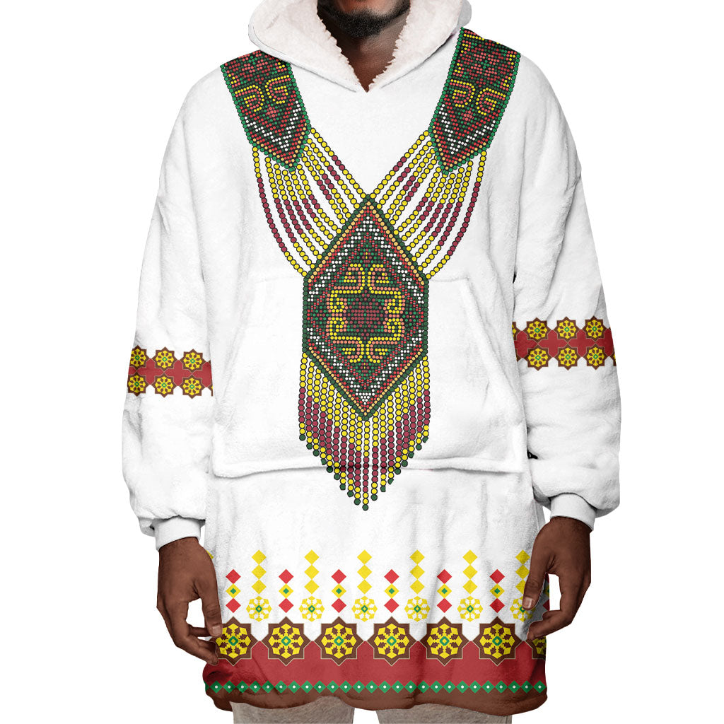 Ethiopian Enkutatash Personalized Wearable Blanket Hoodie Traditional Habesha Glass D'va Necklace Inspired