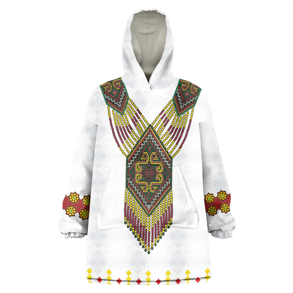 Ethiopian Enkutatash Personalized Wearable Blanket Hoodie Traditional Habesha Glass D'va Necklace Inspired