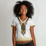 Ethiopian Enkutatash Personalized Women V-Neck T-Shirt Traditional Habesha Glass D'va Necklace Inspired