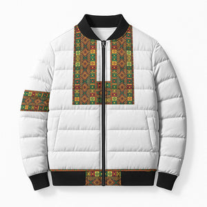 Ethiopian Enkutatash Personalized Bomber Puffer Jacket Traditional Habesha Pattern