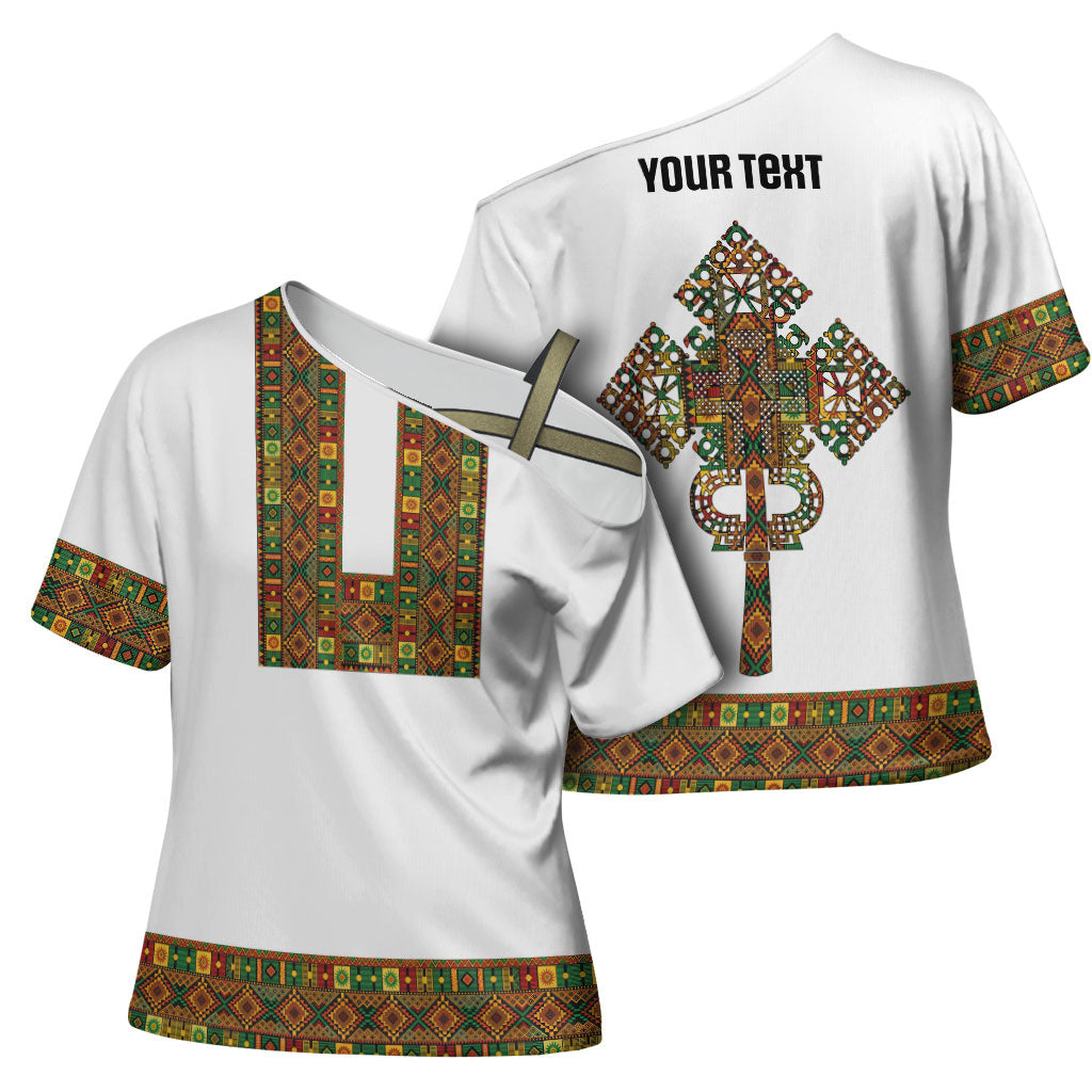 Ethiopian Enkutatash Personalized Cross Shoulder Shirt Traditional Habesha Pattern