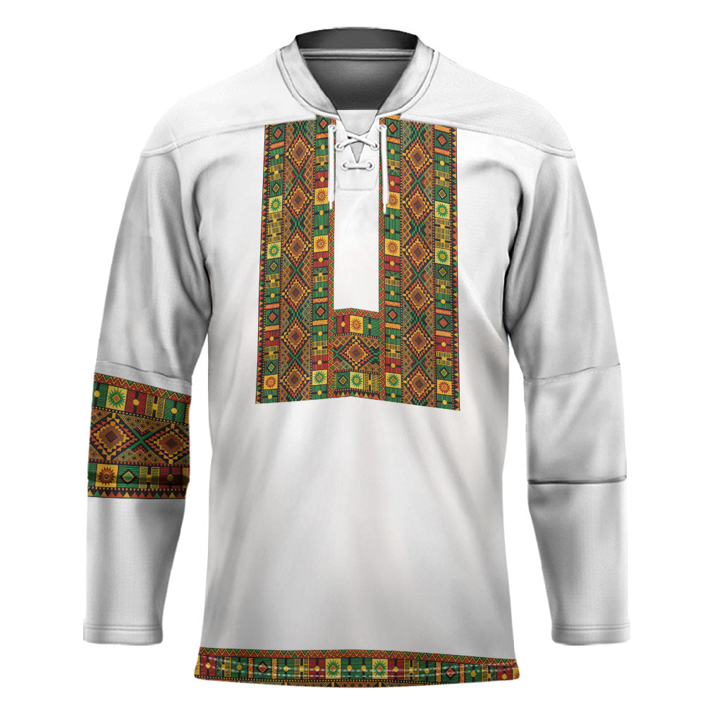 Ethiopian Enkutatash Personalized Hockey Jersey Traditional Habesha Pattern