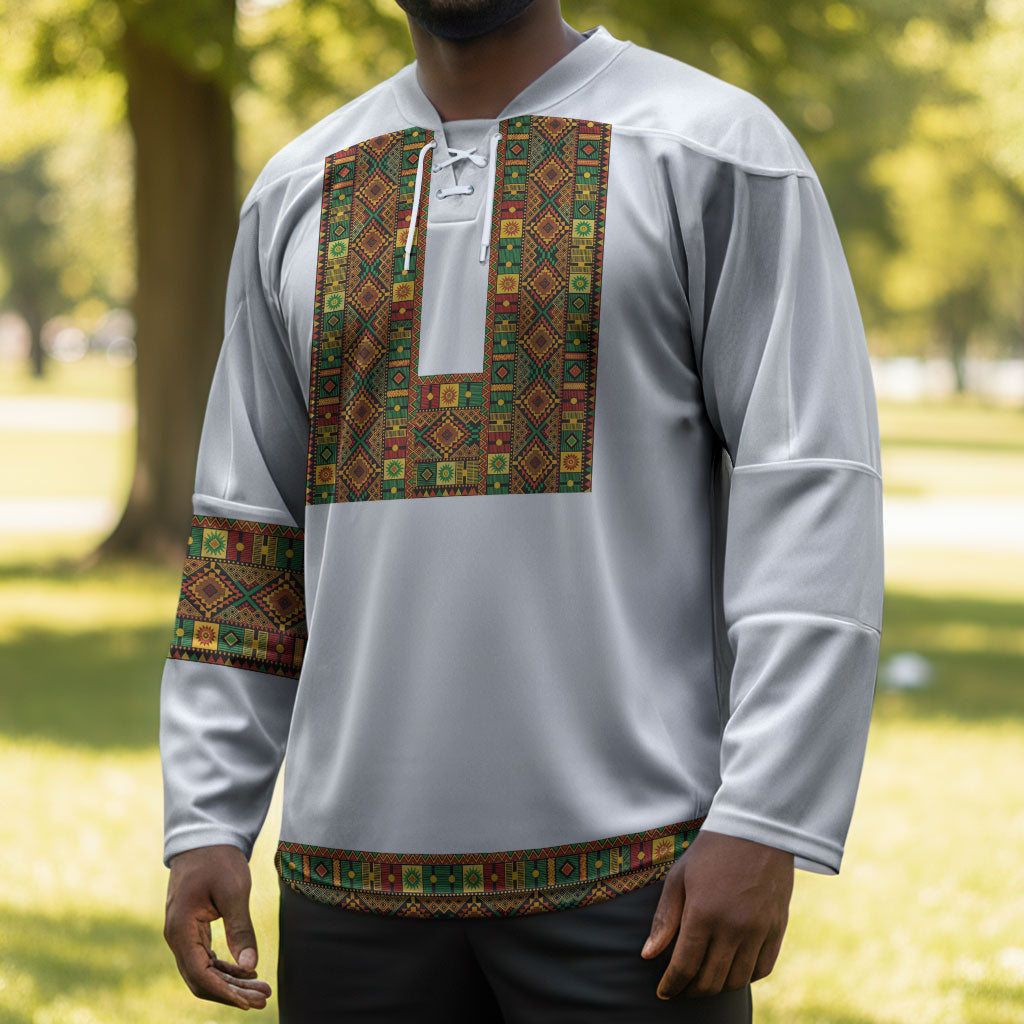 Ethiopian Enkutatash Personalized Hockey Jersey Traditional Habesha Pattern