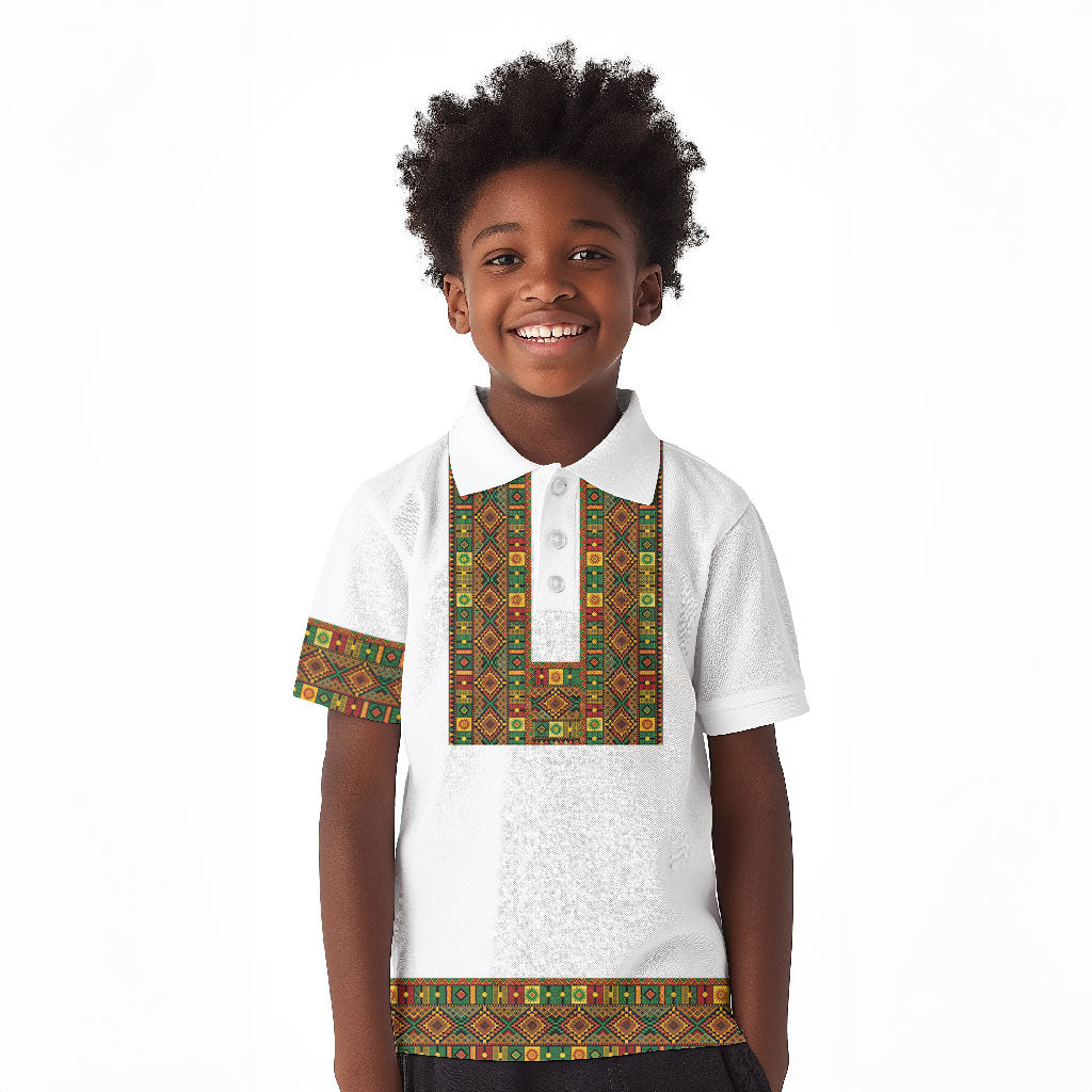 Ethiopian Enkutatash Personalized Kid Polo Shirt Traditional Habesha Pattern