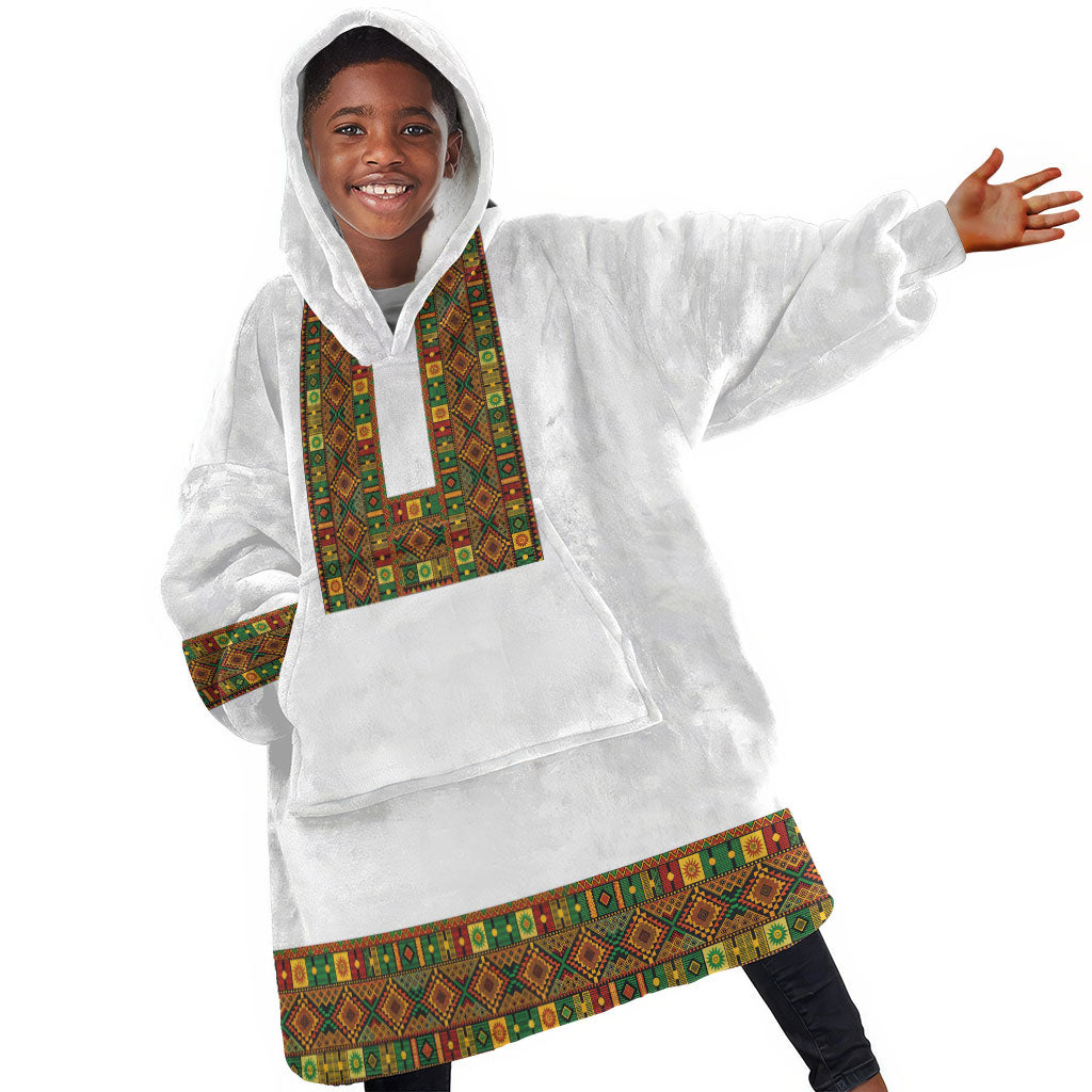 Ethiopian Enkutatash Personalized Kid Wearable Blanket Hoodie Traditional Habesha Pattern