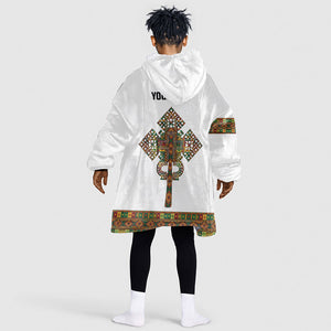 Ethiopian Enkutatash Personalized Kid Wearable Blanket Hoodie Traditional Habesha Pattern