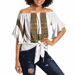 Ethiopian Enkutatash Personalized Off Shoulder Wrap Waist Top Traditional Habesha Pattern