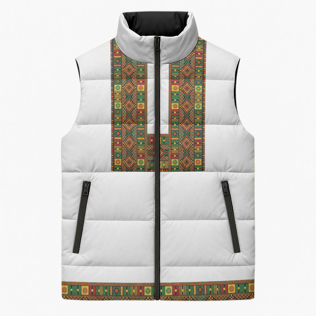 Ethiopian Enkutatash Personalized Sleeveless Puffer Jacket Traditional Habesha Pattern
