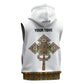 Ethiopian Enkutatash Personalized Sleeveless Zip Hoodie Traditional Habesha Pattern