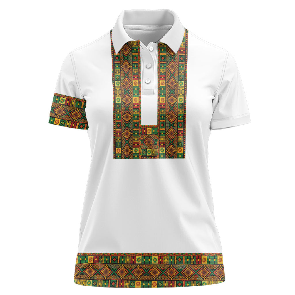 Ethiopian Enkutatash Personalized Women Polo Shirt Traditional Habesha Pattern