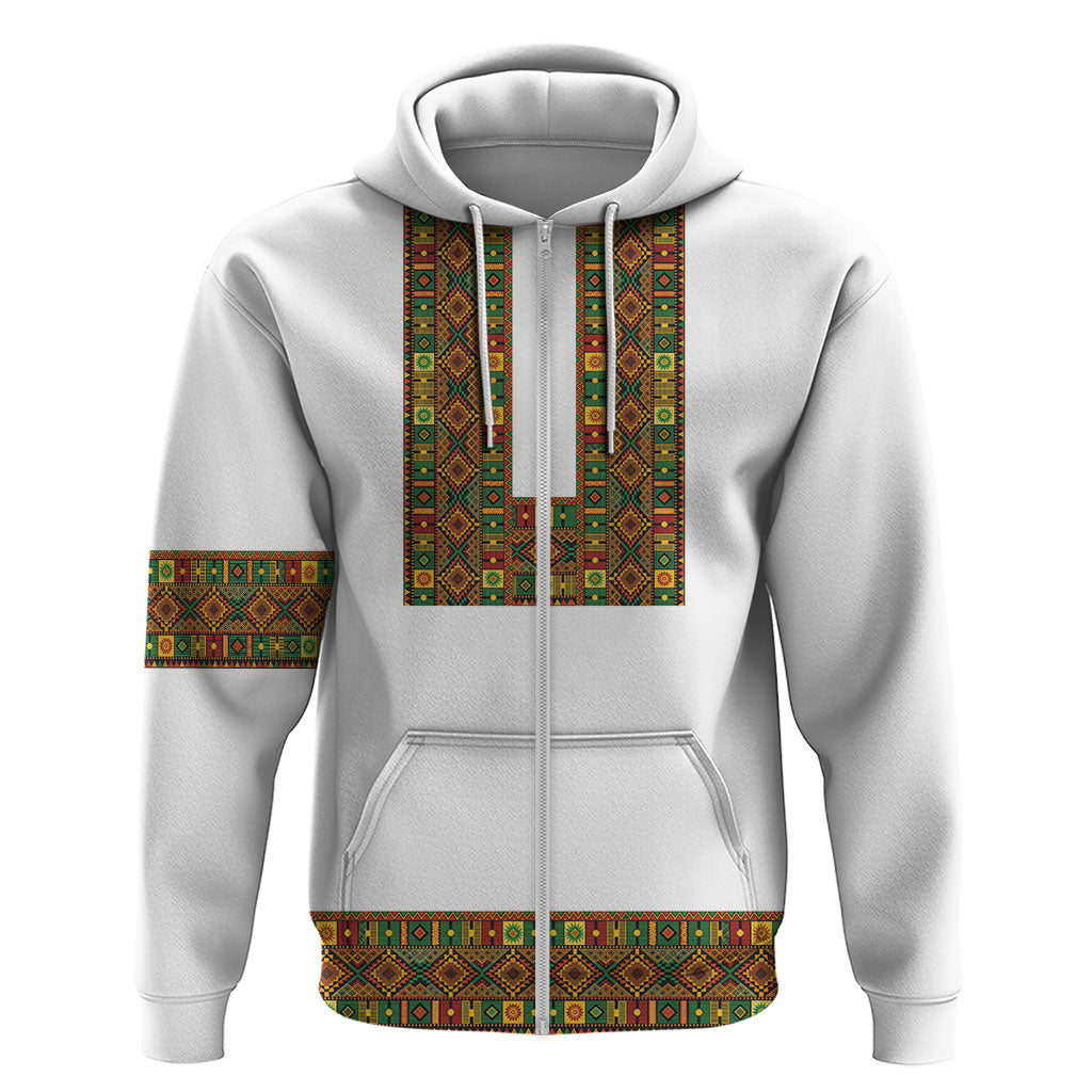 Ethiopian Enkutatash Personalized Zip Hoodie Traditional Habesha Pattern