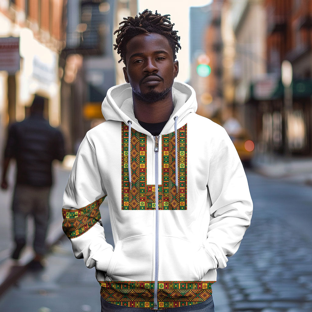 Ethiopian Enkutatash Personalized Zip Hoodie Traditional Habesha Pattern