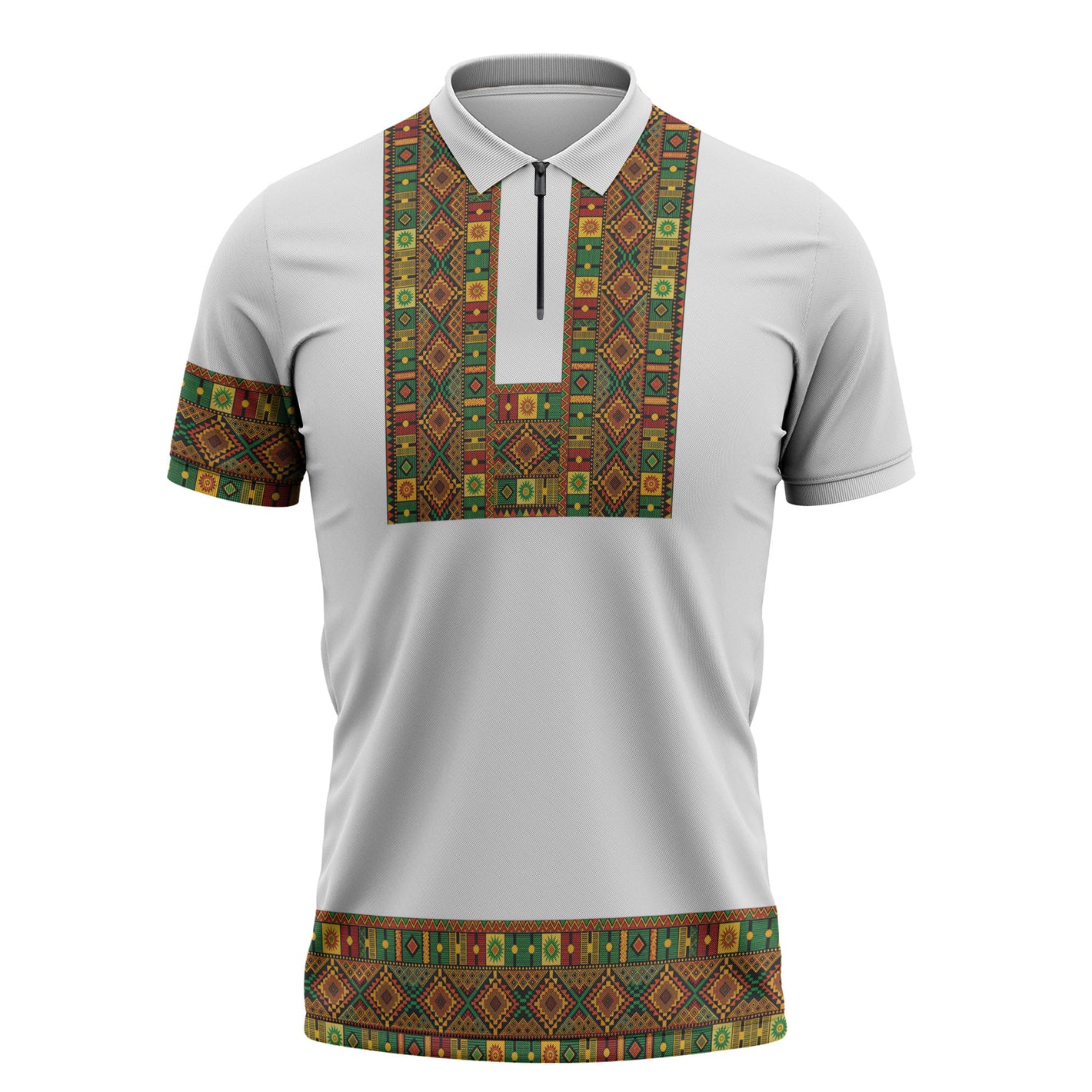 Ethiopian Enkutatash Personalized Zipper Polo Shirt Traditional Habesha Pattern