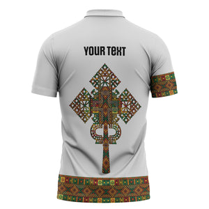 Ethiopian Enkutatash Personalized Zipper Polo Shirt Traditional Habesha Pattern