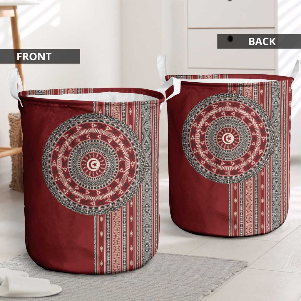 Tunisia Bakhnug Motif Laundry Basket Traditional Tunisian Embroidery Inspired - African Pride