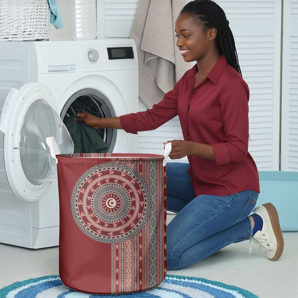 Tunisia Bakhnug Motif Laundry Basket Traditional Tunisian Embroidery Inspired - African Pride