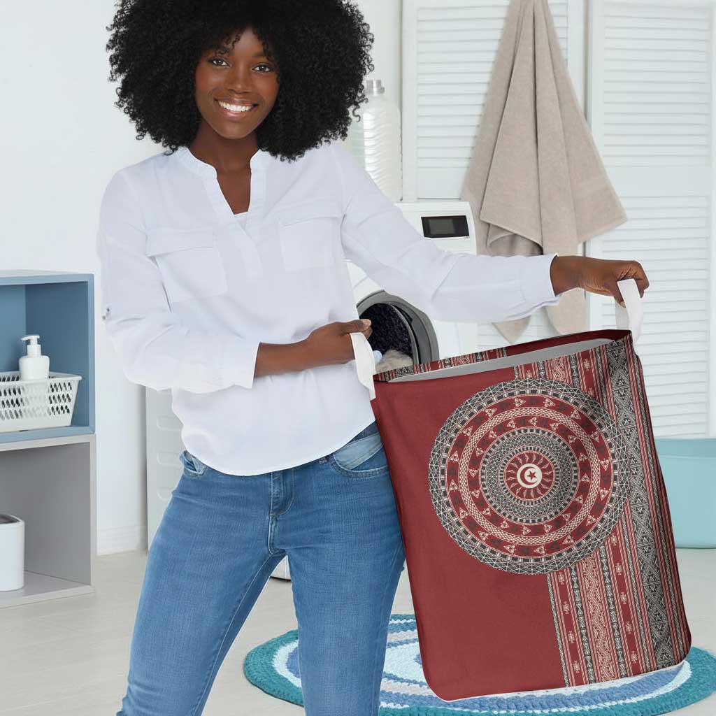Tunisia Bakhnug Motif Laundry Basket Traditional Tunisian Embroidery Inspired - African Pride