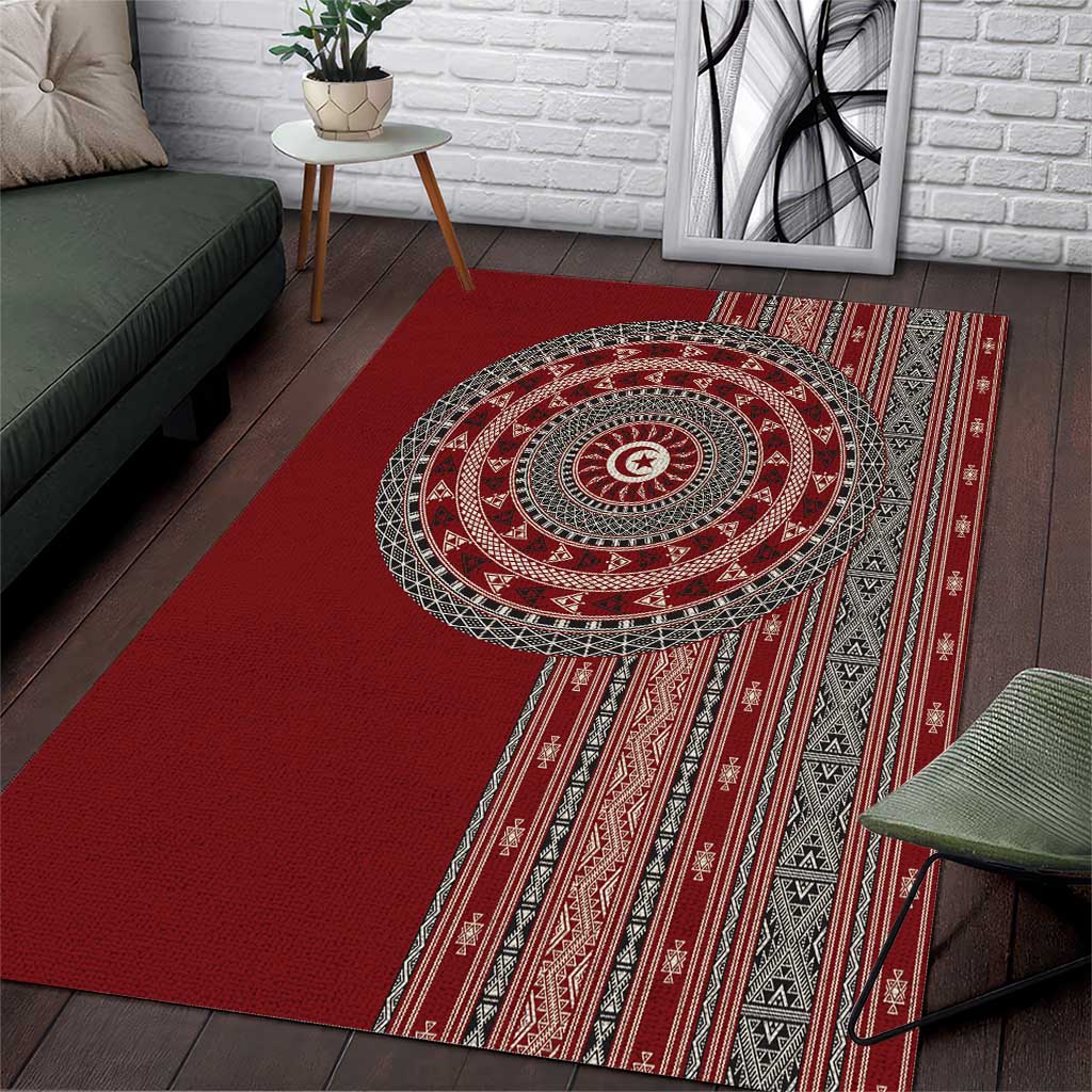Tunisia Bakhnug Motif Area Rug Traditional Tunisian Embroidery Inspired - African Pride
