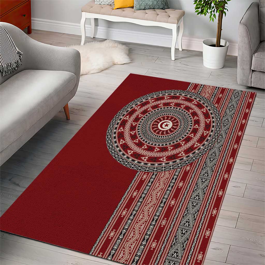 Tunisia Bakhnug Motif Area Rug Traditional Tunisian Embroidery Inspired - African Pride