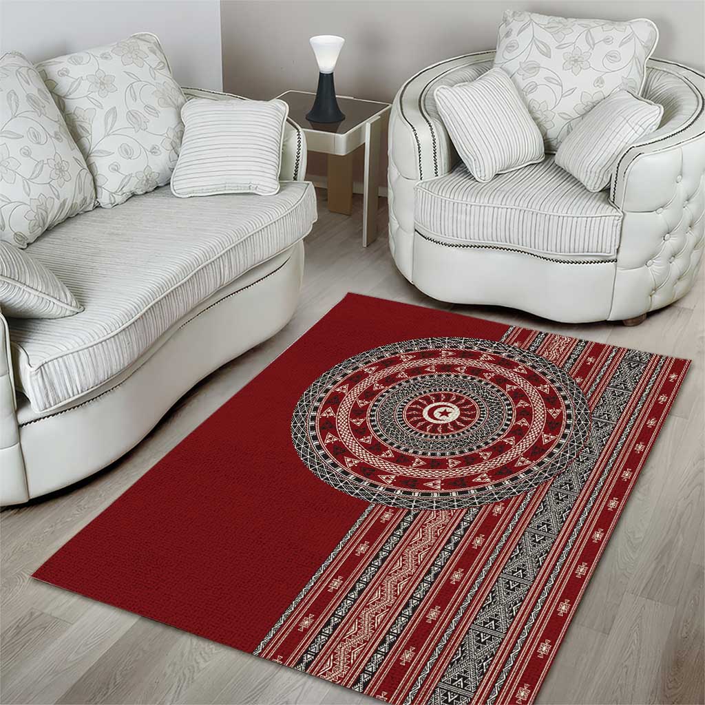 Tunisia Bakhnug Motif Area Rug Traditional Tunisian Embroidery Inspired - African Pride
