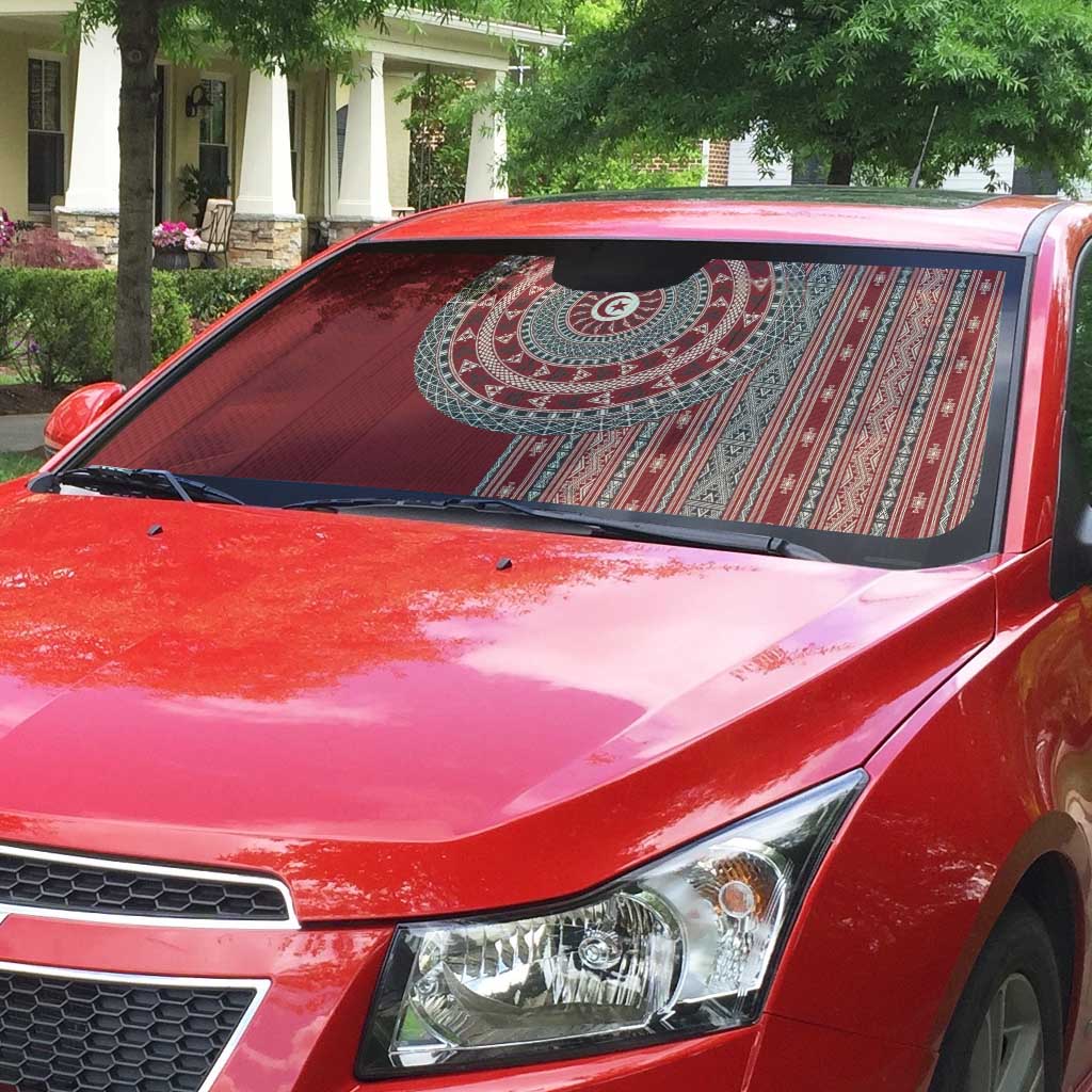 Tunisia Bakhnug Motif Auto Sun Shade Traditional Tunisian Embroidery Inspired - African Pride