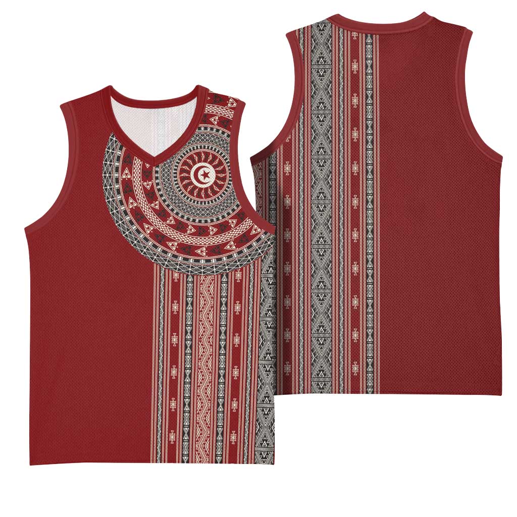 Tunisia Bakhnug Motif Basketball Jersey Traditional Tunisian Embroidery Inspired - African Pride