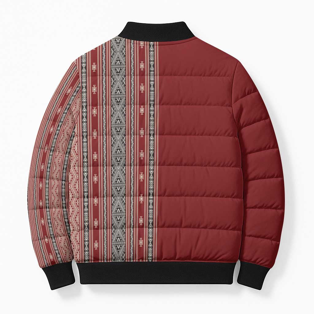 Tunisia Bakhnug Motif Bomber Puffer Jacket Traditional Tunisian Embroidery Inspired - African Pride