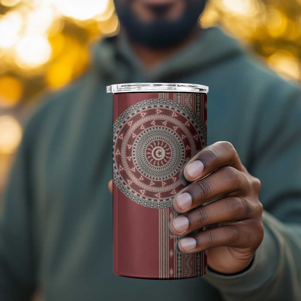 Tunisia Bakhnug Motif 4 in 1 Can Cooler Tumbler Traditional Tunisian Embroidery Inspired - African Pride
