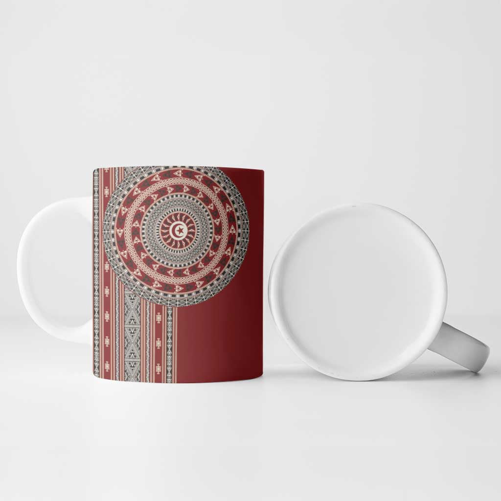 Tunisia Bakhnug Motif Ceramic Mug Traditional Tunisian Embroidery Inspired - African Pride