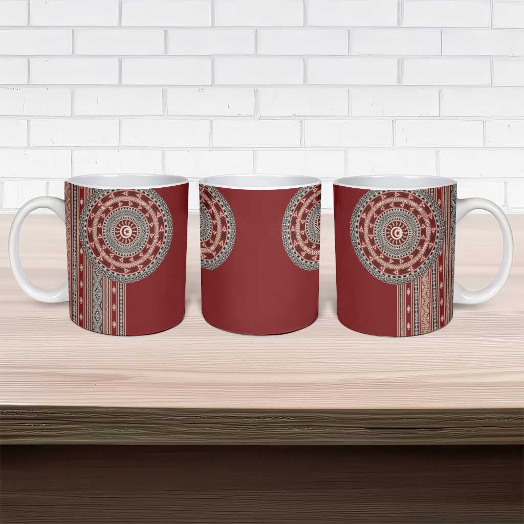 Tunisia Bakhnug Motif Ceramic Mug Traditional Tunisian Embroidery Inspired - African Pride