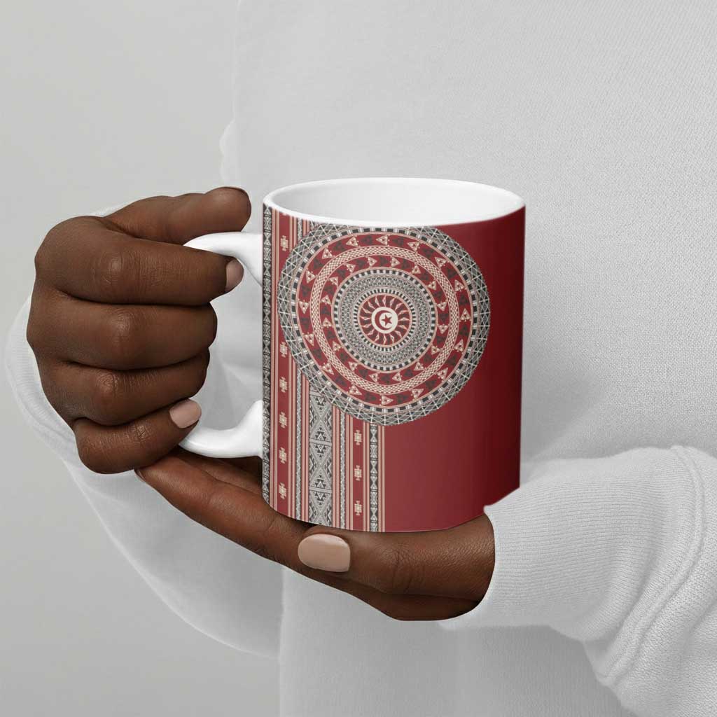 Tunisia Bakhnug Motif Ceramic Mug Traditional Tunisian Embroidery Inspired - African Pride