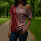 Tunisia Bakhnug Motif Cross Shoulder Shirt Traditional Tunisian Embroidery Inspired - African Pride
