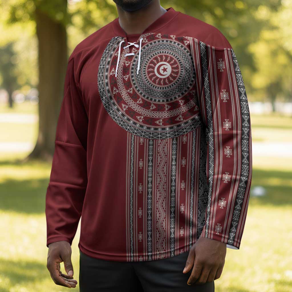 Tunisia Bakhnug Motif Hockey Jersey Traditional Tunisian Embroidery Inspired - African Pride