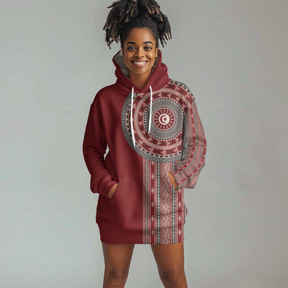 Tunisia Bakhnug Motif Hoodie Dress Traditional Tunisian Embroidery Inspired - African Pride