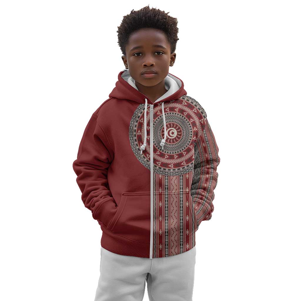 Tunisia Bakhnug Motif Kid Hoodie Traditional Tunisian Embroidery Inspired - African Pride