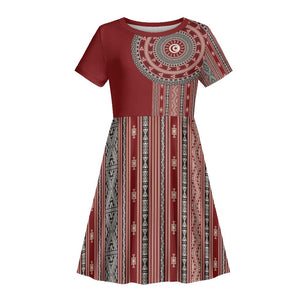 Tunisia Bakhnug Motif Kid Short Sleeve Dress Traditional Tunisian Embroidery Inspired LT9