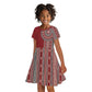 Tunisia Bakhnug Motif Kid Short Sleeve Dress Traditional Tunisian Embroidery Inspired LT9