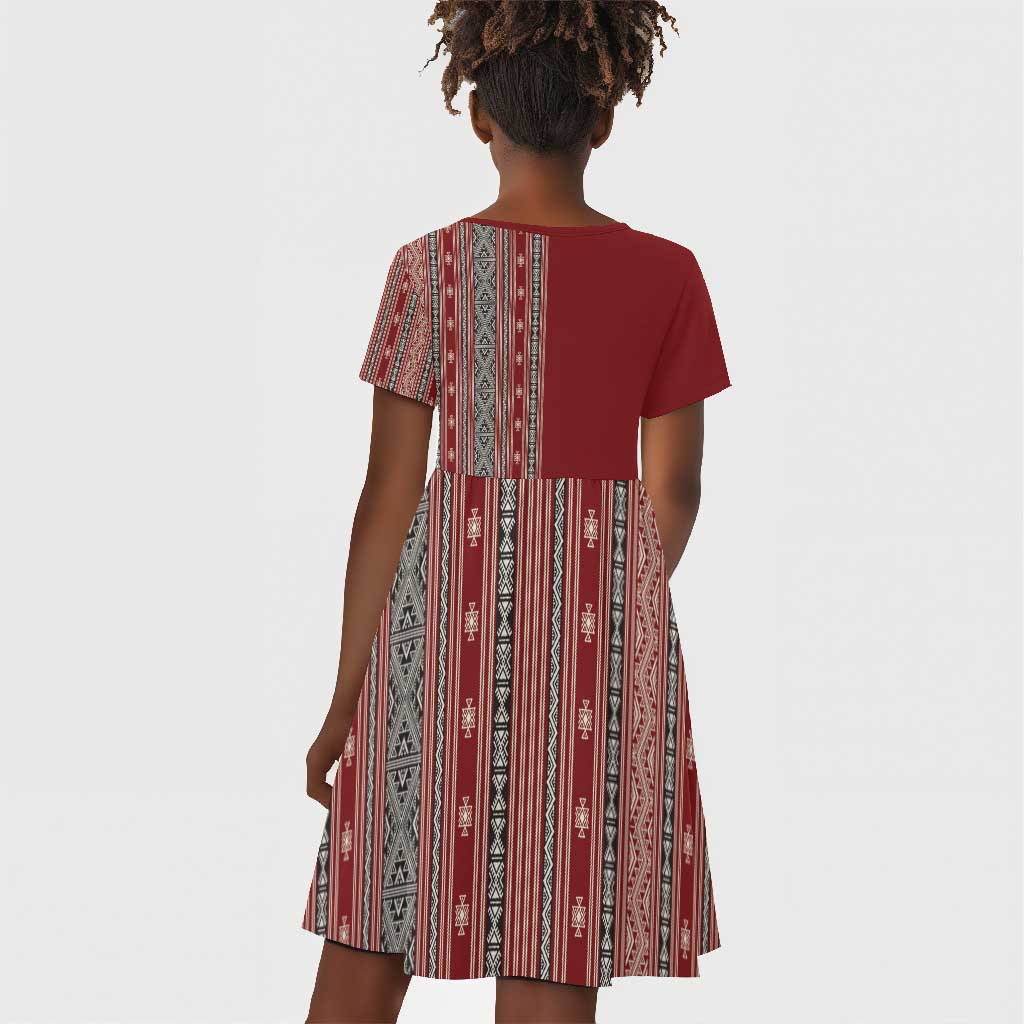 Tunisia Bakhnug Motif Kid Short Sleeve Dress Traditional Tunisian Embroidery Inspired LT9