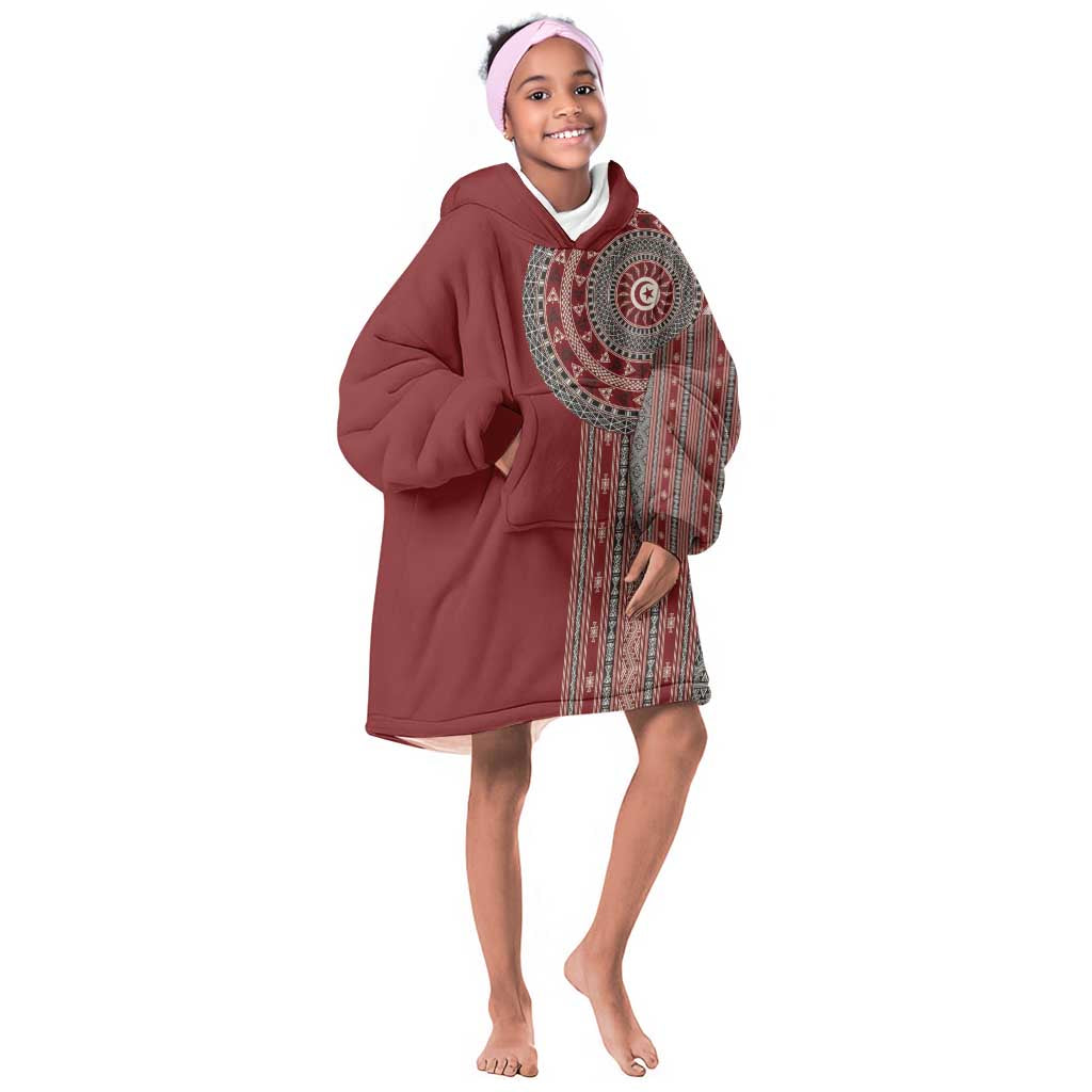 Tunisia Bakhnug Motif Kid Wearable Blanket Hoodie Traditional Tunisian Embroidery Inspired - African Pride