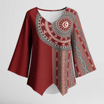 Tunisia Bakhnug Motif Kimono Sleeve Blouse Traditional Tunisian Embroidery Inspired - African Pride
